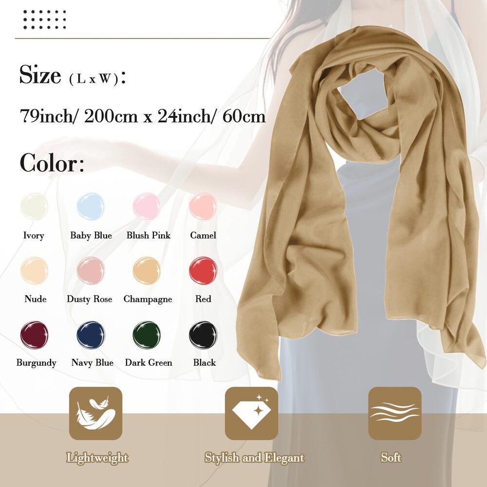 1864 Chiffon Sheer Shawl Wraps For Evening Dresses, Lightweight Soft Chiffon - Picture 7 of 7